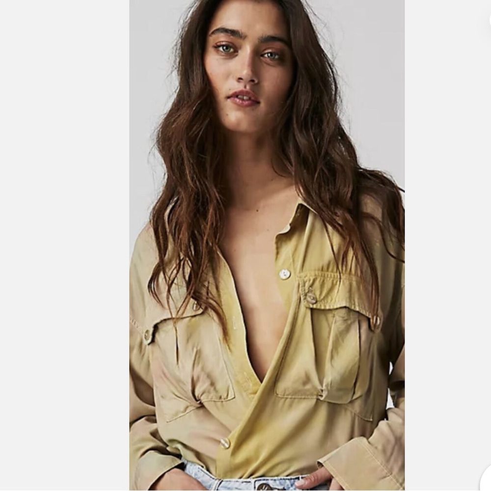 NWT Free People Hendrix Tie Dye Button Down Slouchy  Blouse Size Small & Medium